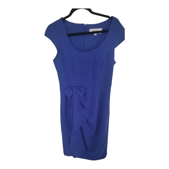 Badgley Mishka Collection royal bluecocktail dress cap sleeves bow detail sz 8